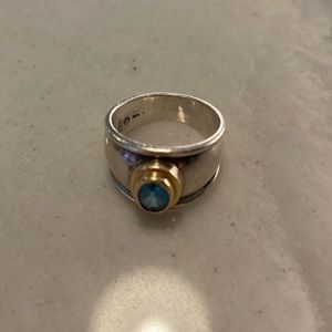 James Avery retired blue topaz and sterling silver with 18k gold.